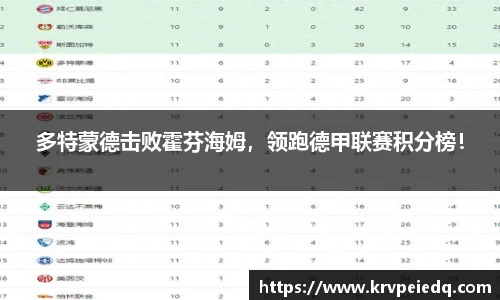 多特蒙德击败霍芬海姆，领跑德甲联赛积分榜！